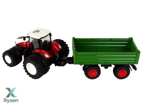 Traktor Zdalnie Sterowany z Przyczepą 1:24 Czerwony Zielony LEAN TOYS