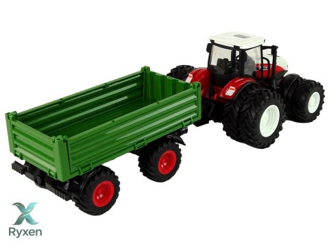 Traktor Zdalnie Sterowany z Przyczepą 1:24 Czerwony Zielony LEAN TOYS