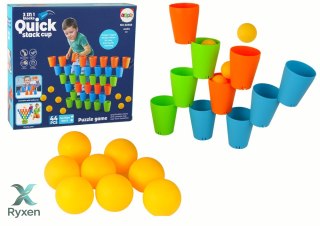 Układanka Kubeczki Gra 3 w 1 44 Elementy LEAN TOYS