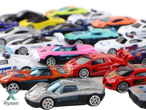 Zestaw Aluminiowych Resoraków W Pudełku 30 Sztuk Autka Sportowe Policyjne LEAN TOYS