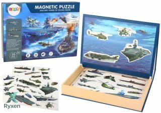 Zestaw Edukacyjnych Puzzli Magnetycznych Z Motywem Statków Militarnych LEAN TOYS