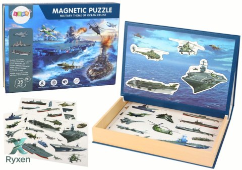 Zestaw Edukacyjnych Puzzli Magnetycznych Z Motywem Statków Militarnych LEAN TOYS