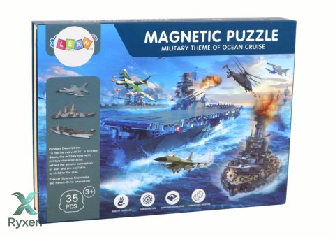 Zestaw Edukacyjnych Puzzli Magnetycznych Z Motywem Statków Militarnych LEAN TOYS