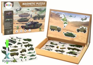 Zestaw Edukacyjnych Puzzli Magnetycznych Z Motywem Wojny Lądowej LEAN TOYS