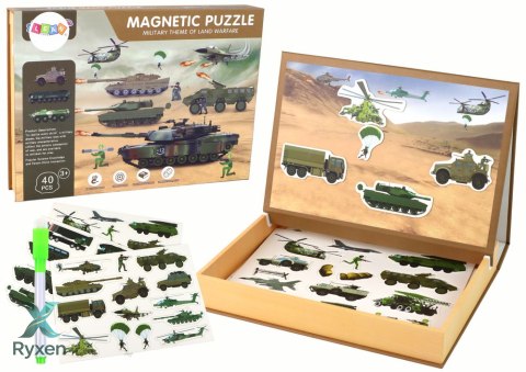 Zestaw Edukacyjnych Puzzli Magnetycznych Z Motywem Wojny Lądowej LEAN TOYS