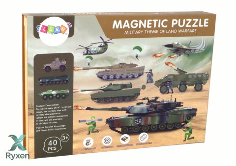 Zestaw Edukacyjnych Puzzli Magnetycznych Z Motywem Wojny Lądowej LEAN TOYS