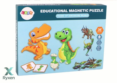 Zestaw Edukacyjnych Puzzli Magnetycznych z Dinozaurami LEAN TOYS