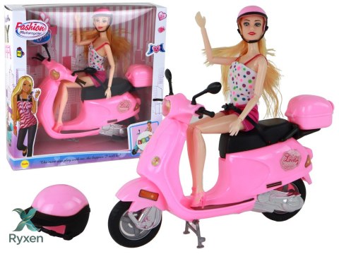 Zestaw Lalka Na Skuterze Różowa Ruchome Elementy LEAN TOYS