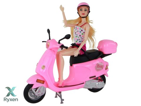 Zestaw Lalka Na Skuterze Różowa Ruchome Elementy LEAN TOYS
