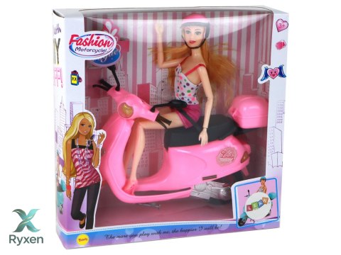 Zestaw Lalka Na Skuterze Różowa Ruchome Elementy LEAN TOYS