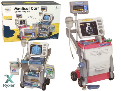 Zestaw Małego Doktora Wózek Medyczny RTG EKG Światła Różowy 16 el. LEAN TOYS