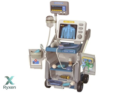 Zestaw Małego Doktora Wózek Medyczny RTG EKG Światła Różowy 16 el. LEAN TOYS