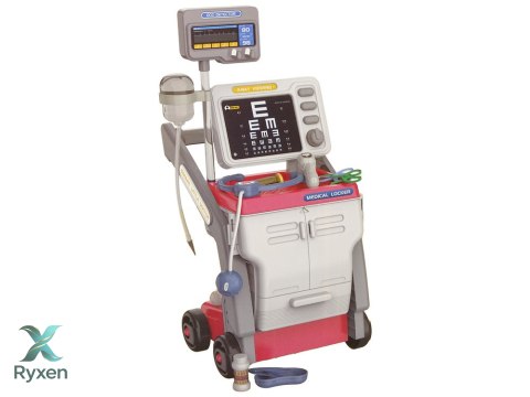 Zestaw Małego Doktora Wózek Medyczny RTG EKG Światła Różowy 16 el. LEAN TOYS