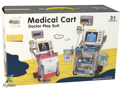 Zestaw Małego Doktora Wózek Medyczny RTG EKG Światła Różowy 16 el. LEAN TOYS