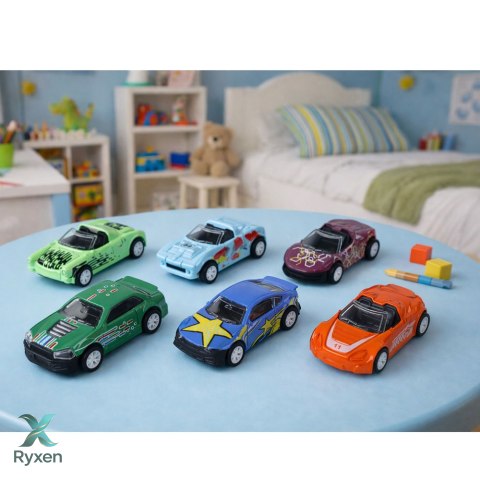 Zestaw Pojazdów Napęd Frykcyjny W Skrzynce Metal 6 ele LEAN TOYS