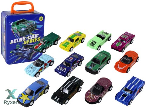 Zestaw Pojazdów Z Napędem Autka 12 ELE Metal 1:64 LEAN TOYS