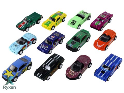 Zestaw Pojazdów Z Napędem Autka 12 ELE Metal 1:64 LEAN TOYS