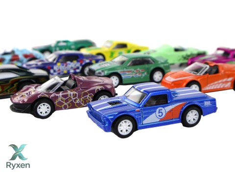 Zestaw Pojazdów Z Napędem Autka 12 ELE Metal 1:64 LEAN TOYS