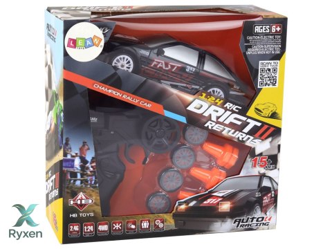 Autko Sportowe Zdalnie Sterowane R/C 1:24 Czarne Wymienne Koła LEAN TOYS