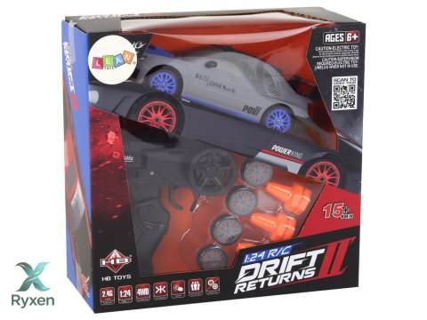 Autko Sportowe Zdalnie Sterowane R/C 1:24 Szare Wymienne Koła LEAN TOYS