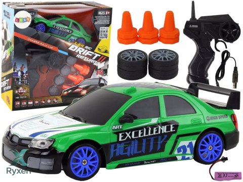 Autko Sportowe Zdalnie Sterowane R/C 1:24 Zielone Wymienne Koła LEAN TOYS