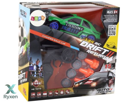 Autko Sportowe Zdalnie Sterowane R/C 1:24 Zielone Wymienne Koła LEAN TOYS