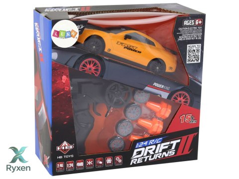 Autko Sportowe Zdalnie Sterowane R/C 1:24 Żółte Wymienne Koła LEAN TOYS