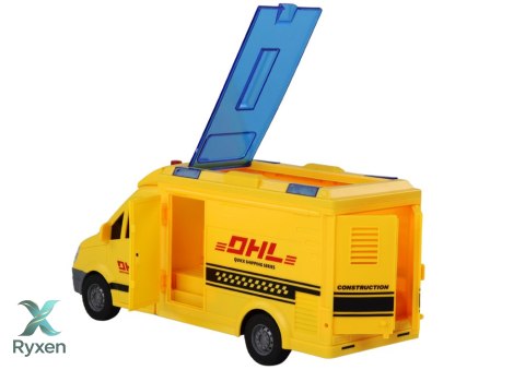 Auto Dostawcze Napęd Frykcyjny Otwierane Drzwi Światła Dźwięki Żółte 1:16 LEAN TOYS