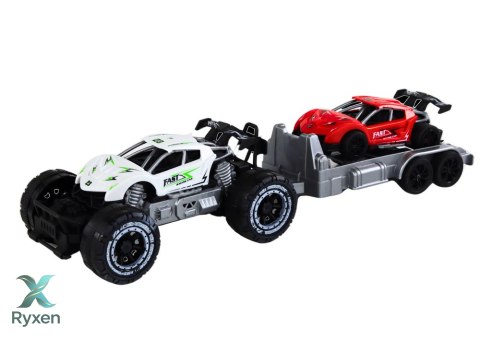 Auto Terenowe Białe Laweta Pojazd Sportowy Zestaw LEAN TOYS