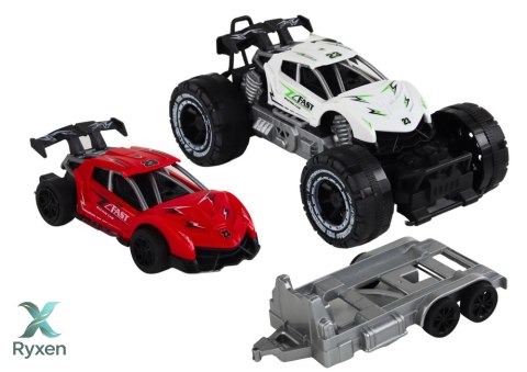 Auto Terenowe Białe Laweta Pojazd Sportowy Zestaw LEAN TOYS