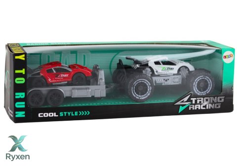 Auto Terenowe Białe Laweta Pojazd Sportowy Zestaw LEAN TOYS