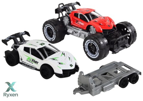 Auto Terenowe Czerwone Laweta Pojazd Sportowy Zestaw LEAN TOYS
