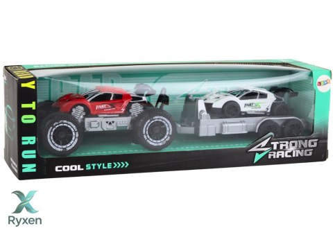 Auto Terenowe Czerwone Laweta Pojazd Sportowy Zestaw LEAN TOYS