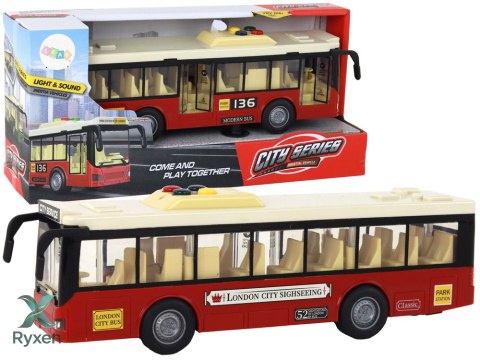 Autobus Na Baterie Światła Dźwięki Czerwony Miejski 1:16 LEAN TOYS