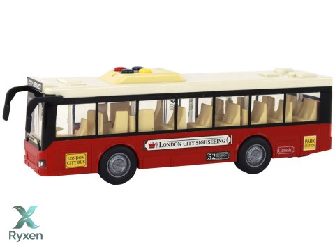 Autobus Na Baterie Światła Dźwięki Czerwony Miejski 1:16 LEAN TOYS