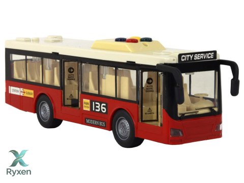 Autobus Na Baterie Światła Dźwięki Czerwony Miejski 1:16 LEAN TOYS