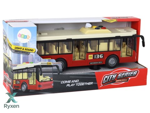 Autobus Na Baterie Światła Dźwięki Czerwony Miejski 1:16 LEAN TOYS
