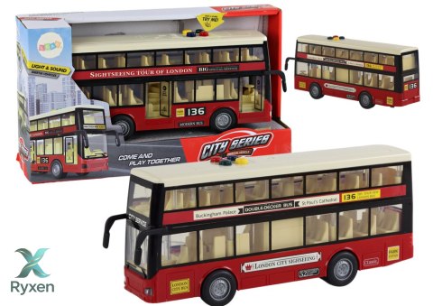 Autobus Piętrowy Miejski Światła Dźwięki Czerwony 1:16 LEAN TOYS