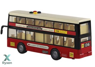 Autobus Piętrowy Miejski Światła Dźwięki Czerwony 1:16 LEAN TOYS