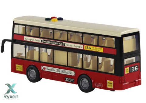 Autobus Piętrowy Miejski Światła Dźwięki Czerwony 1:16 LEAN TOYS