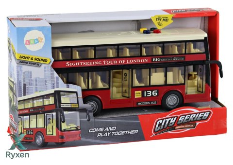 Autobus Piętrowy Miejski Światła Dźwięki Czerwony 1:16 LEAN TOYS