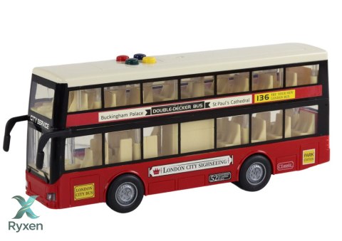Autobus Piętrowy Miejski Światła Dźwięki Czerwony 1:16 LEAN TOYS