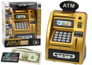 Bankomat Skarbonka Dla Dzieci Nauka Oszczędzania Złoto Czarny LEAN TOYS