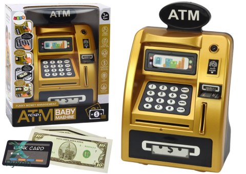 Bankomat Skarbonka Dla Dzieci Nauka Oszczędzania Złoto Czarny LEAN TOYS