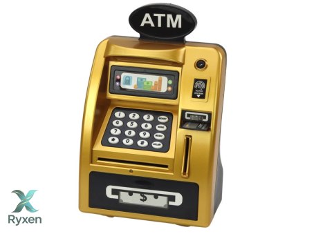 Bankomat Skarbonka Dla Dzieci Nauka Oszczędzania Złoto Czarny LEAN TOYS