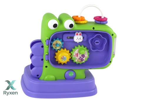 Dinozaur Panel Edukacyjny Whac-A-Mole Sorter Gra Dla Dzieci Fioletowy LEAN TOYS