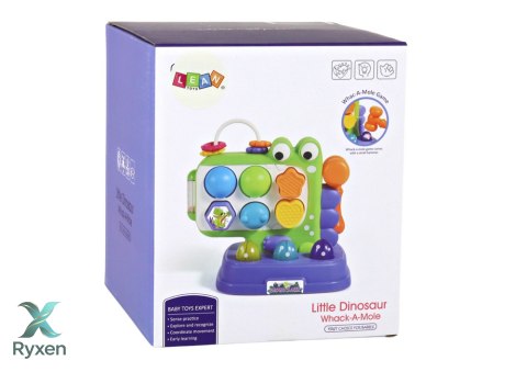 Dinozaur Panel Edukacyjny Whac-A-Mole Sorter Gra Dla Dzieci Fioletowy LEAN TOYS