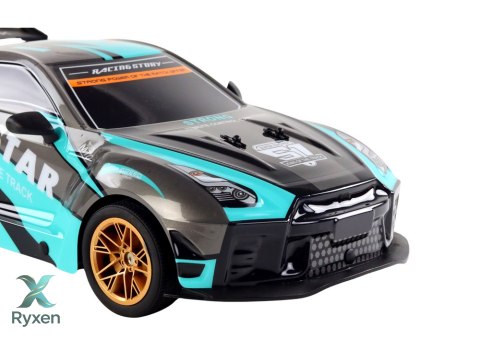 Duże Auto Sportowe Zdalnie Sterowane 1:10 Turkusowo- Czarne LEAN TOYS