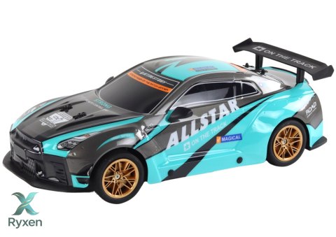 Duże Auto Sportowe Zdalnie Sterowane 1:10 Turkusowo- Czarne LEAN TOYS