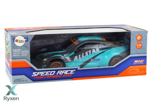 Duże Auto Sportowe Zdalnie Sterowane 1:10 Turkusowo- Czarne LEAN TOYS